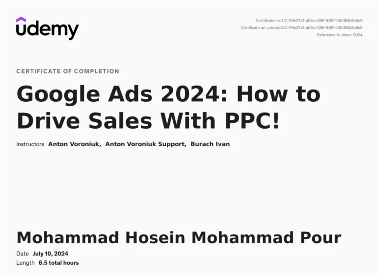 مدرک دوره Google Ads 2024: How to Drive Sales With PPC!